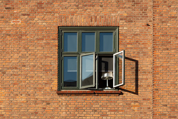 Orange Brick House with a Window in Copenhagen