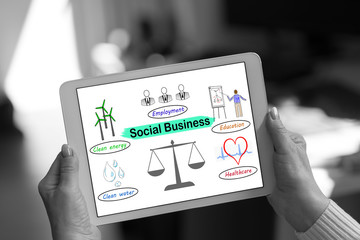 Social business concept on a tablet