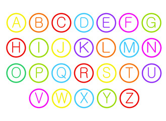 alphabet for children. Kids learning material. Card for learning alphabet. colored alphabet in circle