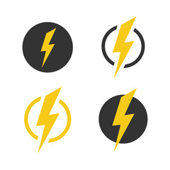 Lightning icons set. Vector symbols set on white