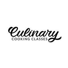 Hand drawn lettering logo. The inscription: Culinary cooking classes. Perfect design for greeting cards, posters, T-shirts, banners, print invitations.