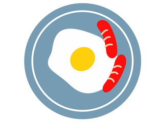 目玉焼きウインナ皿(青)