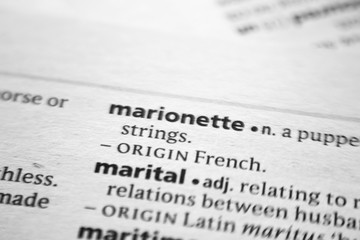 Word or phrase Marionette in a dictionary.