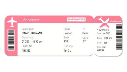 Airline boarding pass ticket