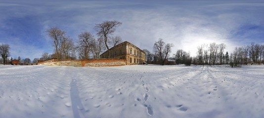 Fototapeta na wymiar 360 Panorama of the Palace in Winter