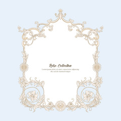 Border, frame label In baroque, rococo victorian renaissance style. Trendy floral vintage pattern. Vector illustration