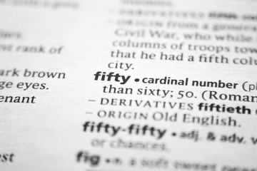 Fototapeta premium Word or phrase Fifty in a dictionary.