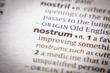 Word or phrase Nostrum in a dictionary.