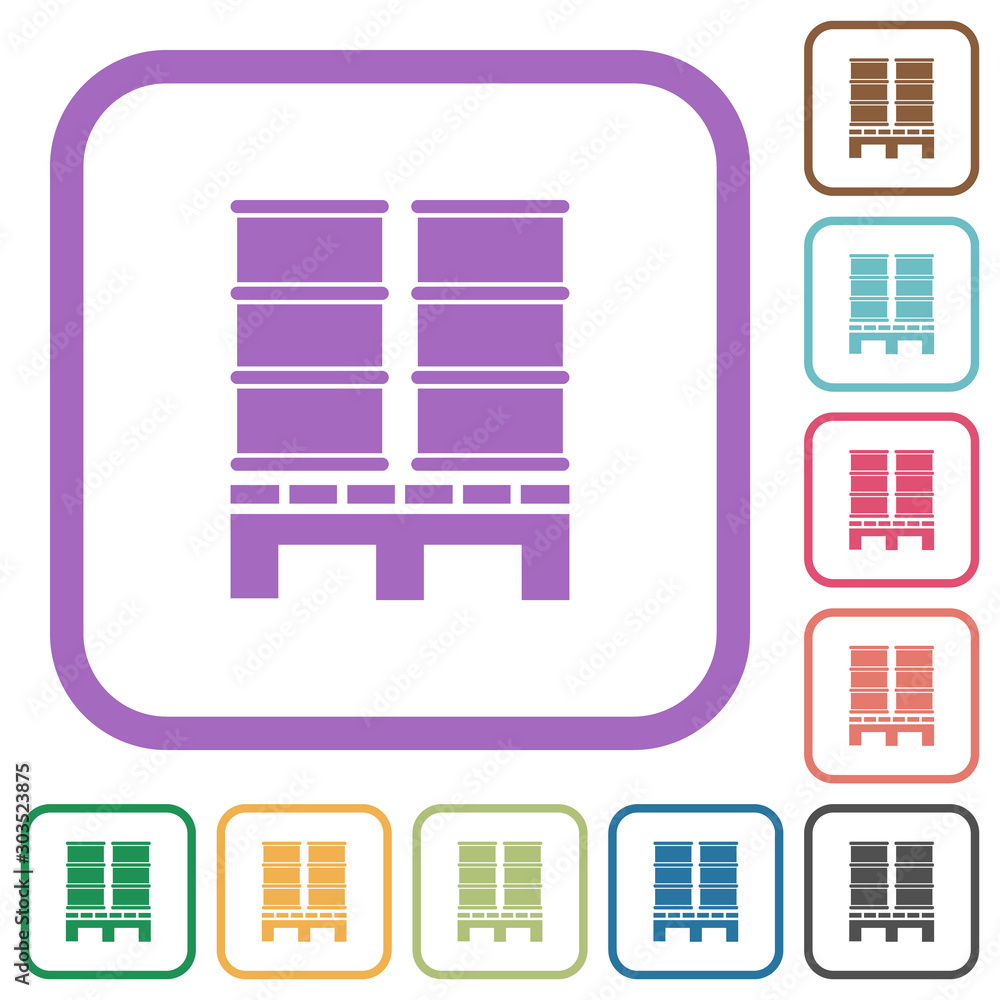 Wall mural pallet with barrels simple icons