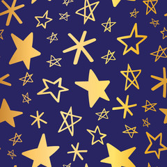 Vector Seamless Hand drawn Starry Night Sky repeat pattern