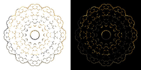 Ramadan ornament illustration ramadan islamic round pattern. Black and Gold background