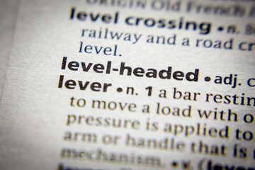 Word or phrase Level-headed in a dictionary.