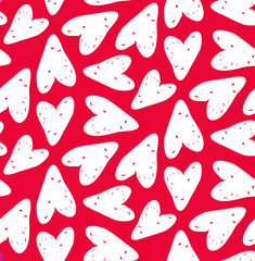 Cute hand drawn doodle pattern background with heart
