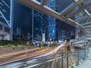 Fototapeta na wymiar Night scene of downtown district of Hong Kong city