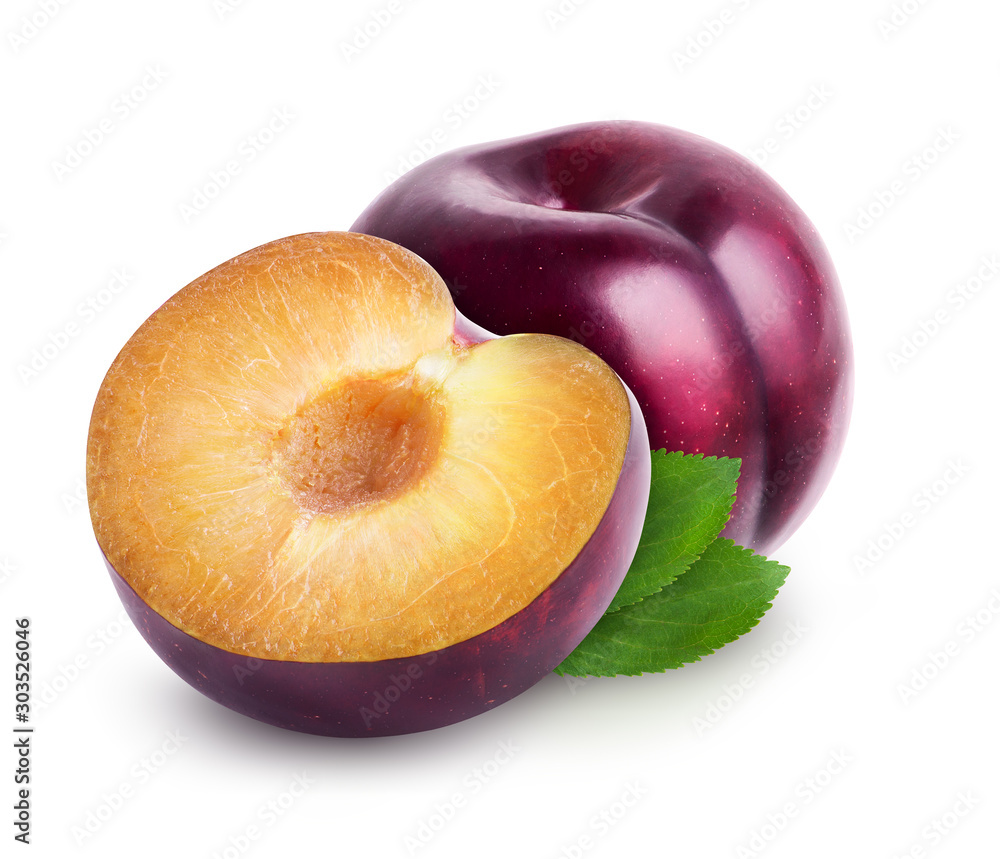 Wall mural Plums isolated on white