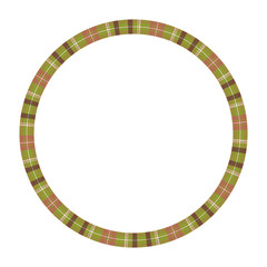 Round frame vector vintage pattern design template. Circle border designs plaid fabric texture. Scottish tartan background for collage art, gif card, handmade crafts.