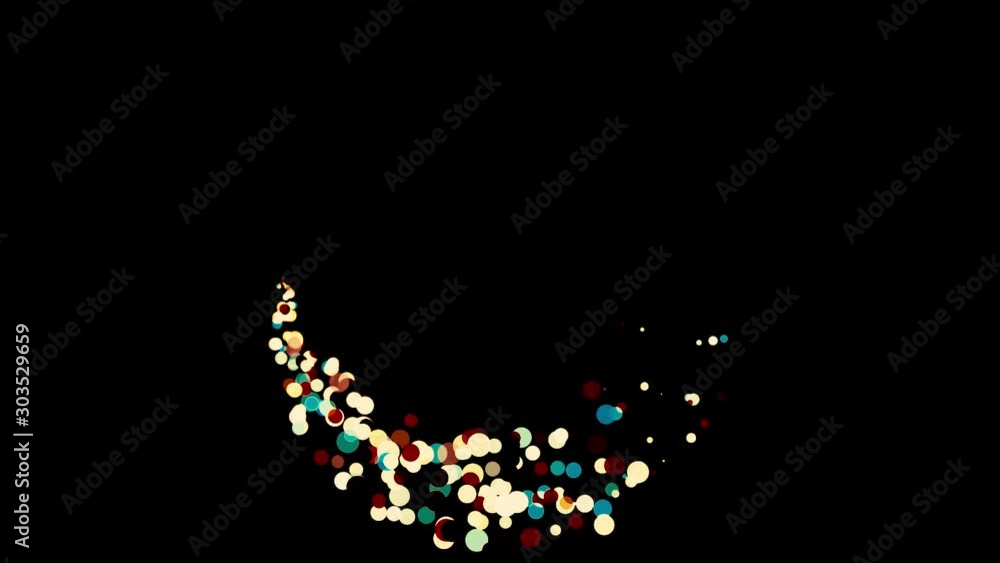 Poster beautiful abstract comet following the curved path isolated on black background, seamless loop. anim