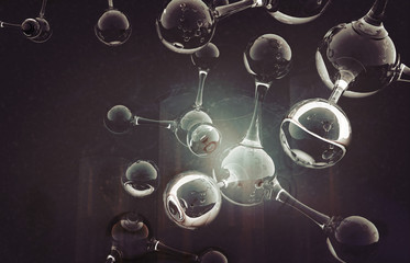 Abstract molecule background. 3d illustration.