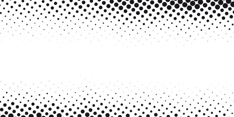 Halftone dotted black and white background. Halftone effect vector pattern. Abstract creative graphic with copy space.