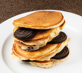 pancakes on the white plate
