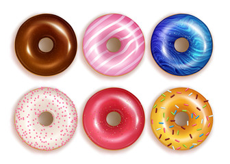 Colorful realistic vector donuts set.