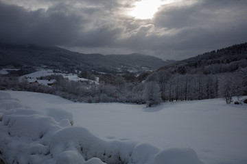 Snow covered Grafling Valley near Deggendorf in the Bavarian Forrest