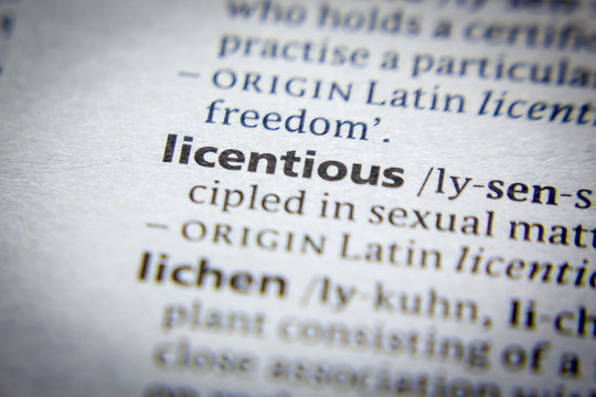 Word or phrase Licentious in a dictionary.