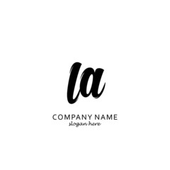 Fototapeta na wymiar Initial LA black and white logo template