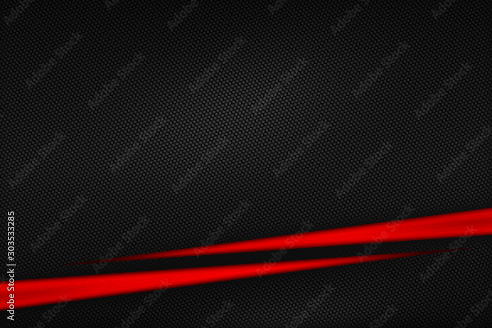 Sticker red and black carbon fiber. two tone metal background and texture.