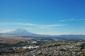 裾野市上空から撮影した富士山