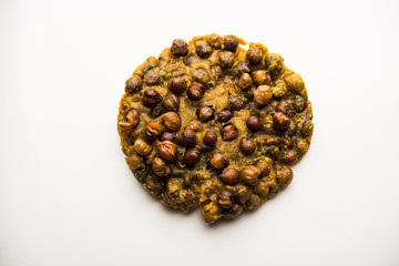 Chana Dal Bhabra / Babra served with tomato ketchup, popular food from Bihar / Bhojpur of India