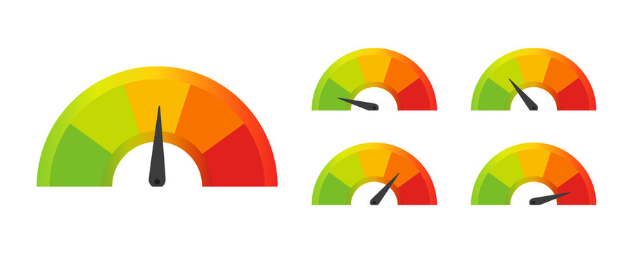 set color speedometer in flat style, vector