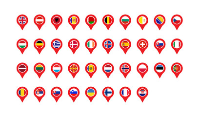 set flags of europe location labels in flat