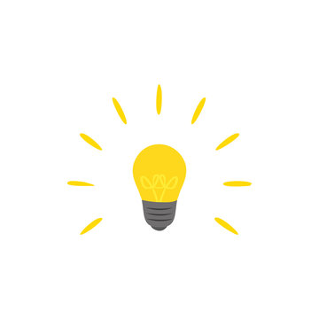 light bulb drawing in flat style, vector