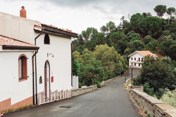 small houses near green trees and road in italy
