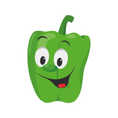 Vegetables Characters Collection: Vector illustration of a funny and smiling green pepper in cartoon style.