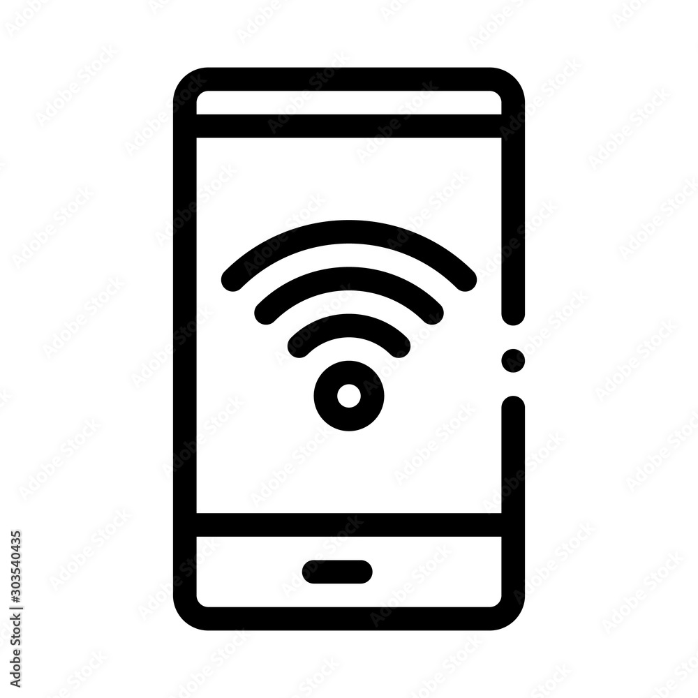 Aufkleber smartphone wi-fi connection icon vector. outline smartphone wi-fi connection sign. isolated contour 