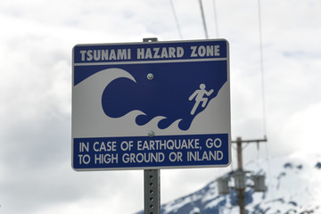 Tsunami warning sign in Alaska