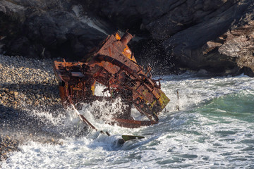 Old shipreck remains, coast of Alentejo, Portugal