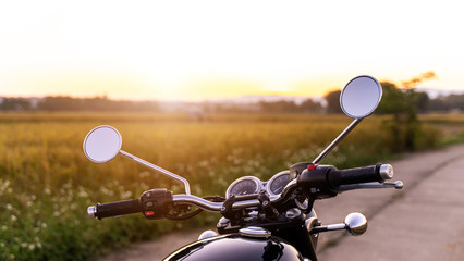 motorcycle in a sunny motorbike on the road riding.copyspace for your individual text. with warm...