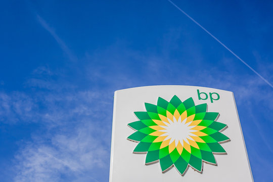 BP logo on its gas service station
