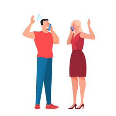 Man and woman with mobile phone. Female and male