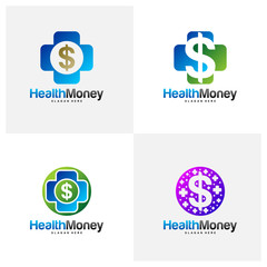 Set of Health Money Logo Design Concept Vector. Money Health Logo Template. Icon Symbol. Illustration