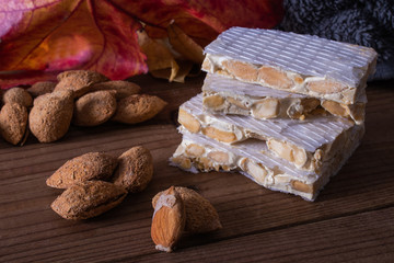 nougat with almonds traditional christmas dessert