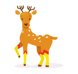 Cute animal kids. Brown deer character cartoon vector illustration isolated