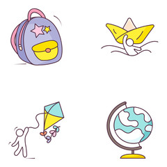 School Activities Doodle Icons Pack 
