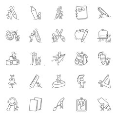 Educational Accessories Doodle Icons Pack