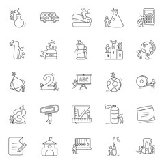 Primary Education Line Icons Pack 