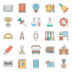 Classroom Accessories Flat Icons Pack 
