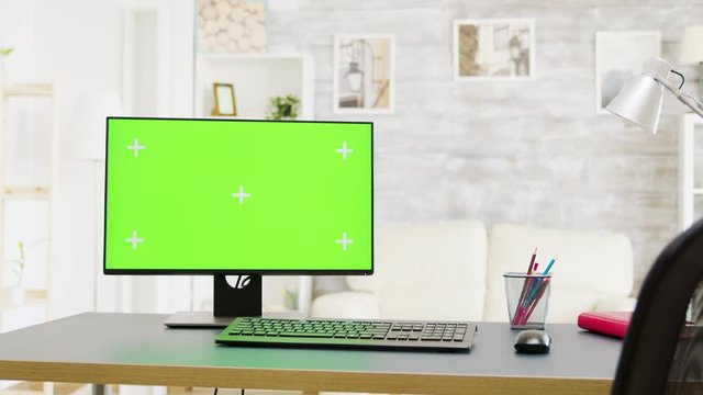 Zoom in shot on PC monitor with isolated mock-up display